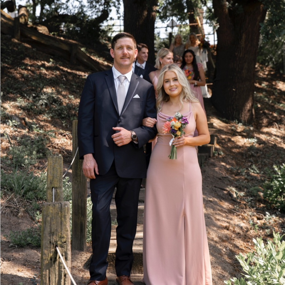 Blush Pink Satin Bridesmaid Gown
